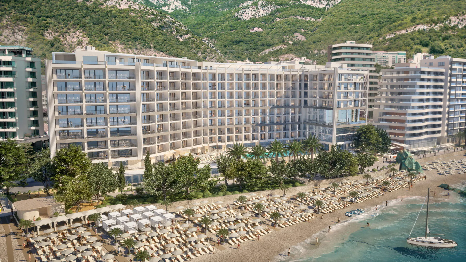 MELIÁ Private Residences Budva – luksusowy kompleks hotelowy na Riwierze Czarnogórskiej widok na Adriatyk